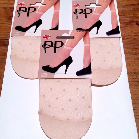 Pretty Polly pink micro polka dot sheer socks NWT - Picture 1 of 3